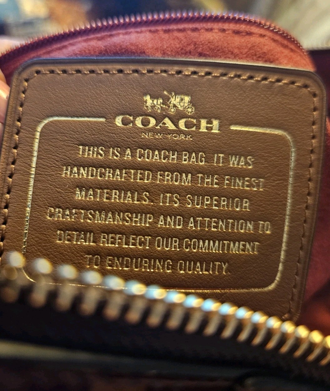 Coach Ava Burgundy Leather & Patent Leather Tote Gold Chain Velvet Interior New