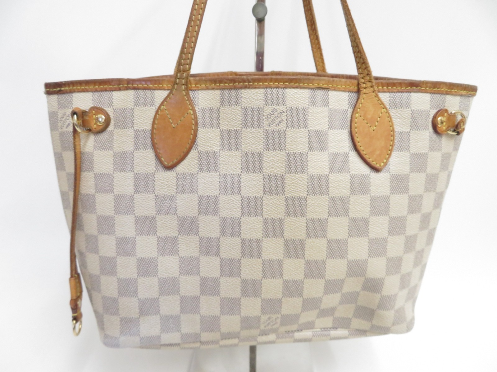 Authentic Louis Vuitton Damier Azur Neverfull PM Tote Bag Handbag F#48189