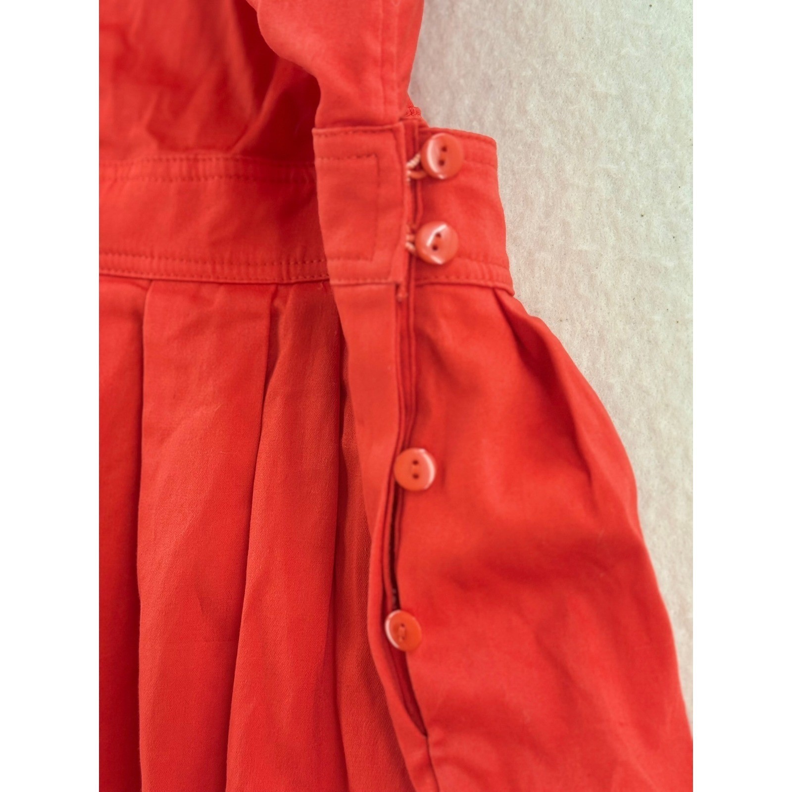 Unbranded – Sun Dress Criss Cross Back Pleated Pockets – Red – Small – Women