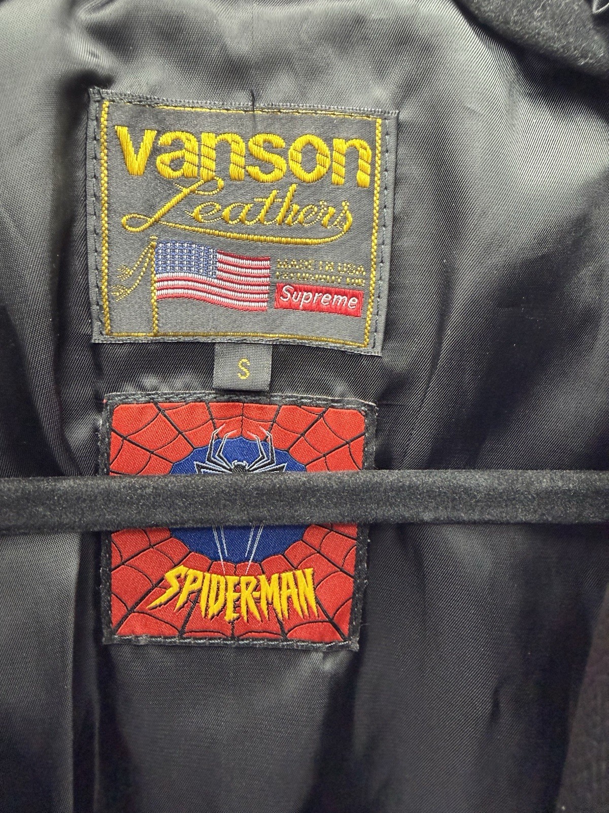 Supreme X Vanson Leathers Spider-Man Jacket Black Small