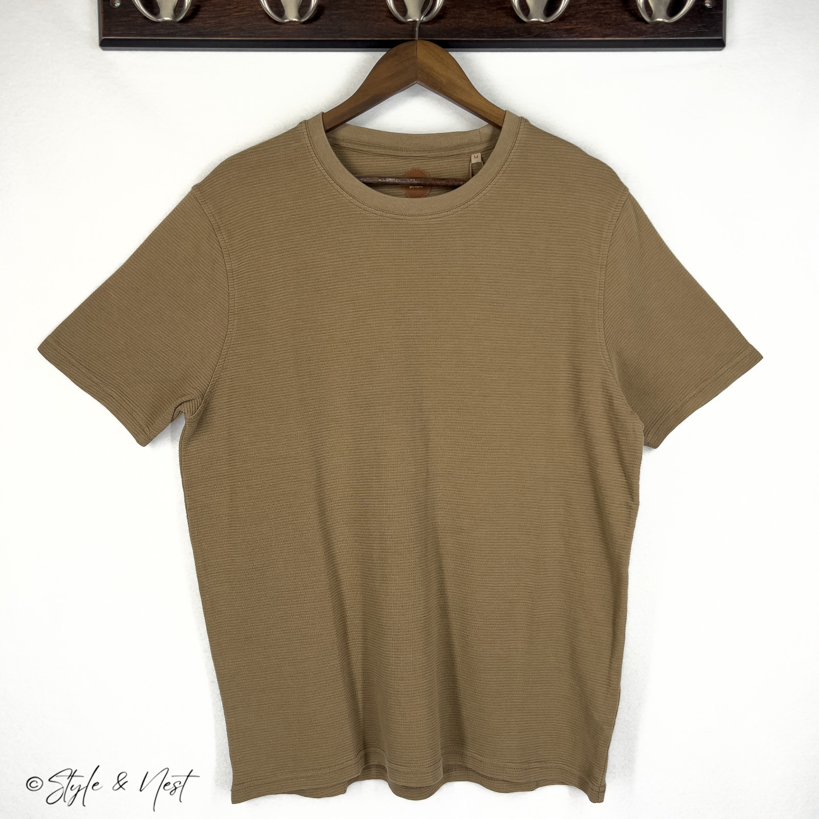Common People Waffle Knit Tee Medium Coco Brown Cozy Ribbed