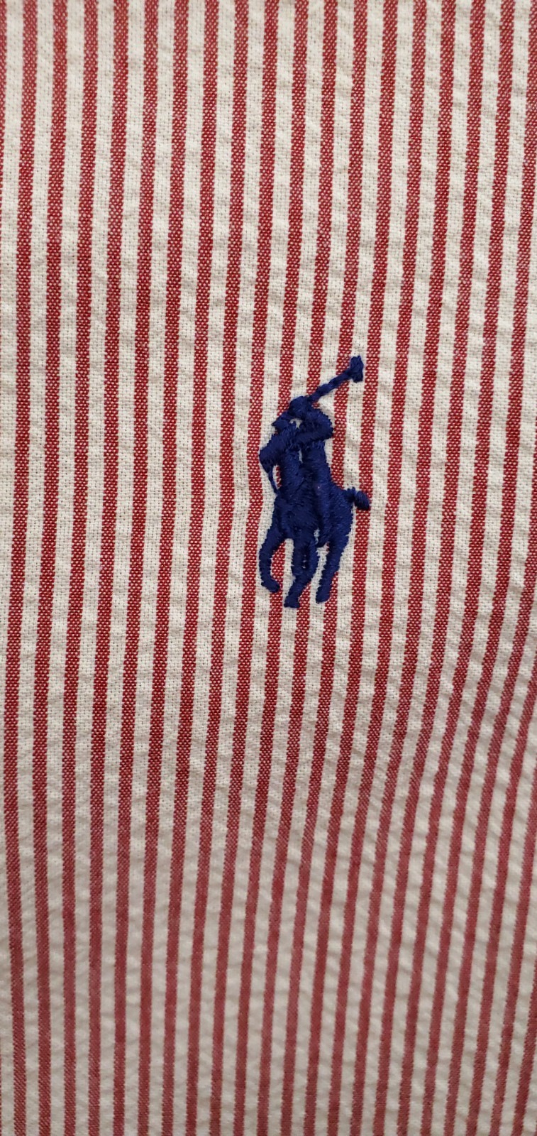VTG Ralph Lauren Seersucker Button Down Men Sz XL Red Stripe Classic Fit Boating