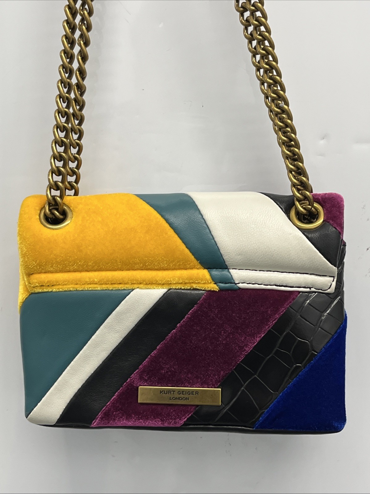 Kurt Geiger Multicolor Colorblock Shoulder Bag Gold Chain Strap