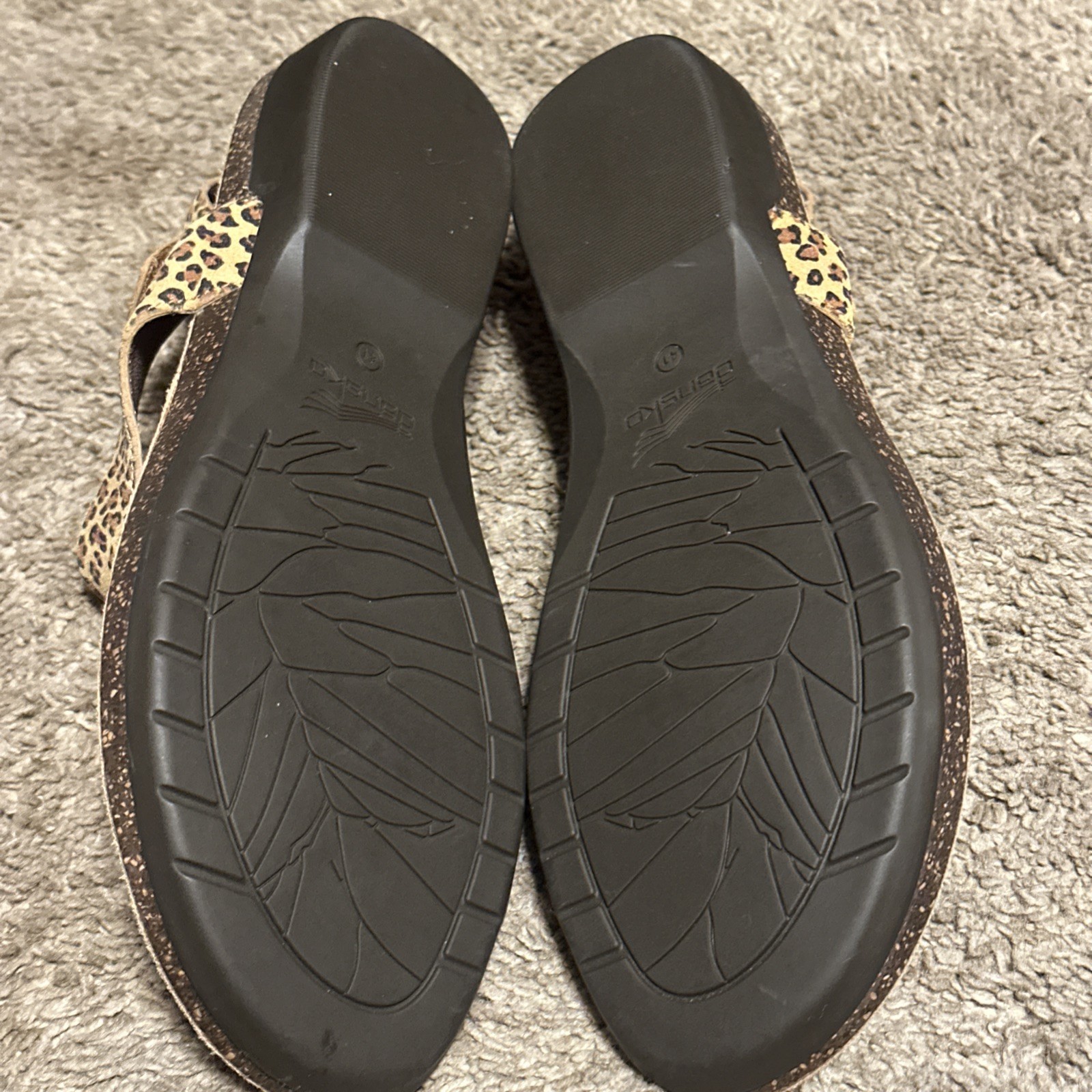 Dansko Reece Leopard Print Leather Strap Sandals Size 41 US Size 10.5/11