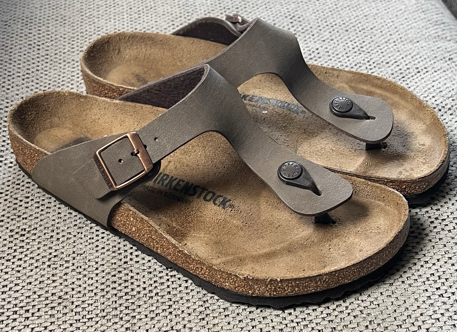 Birkenstock Gizeh Birko-Flor Nubuck Brown Flip Flop Sandals 41 10 Ladies 8 Mens