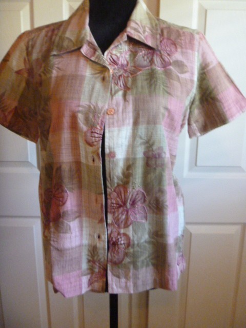 LEMONGRASS Sz S Short Sleeve Shirt and Elasticized Shell Rose Olice