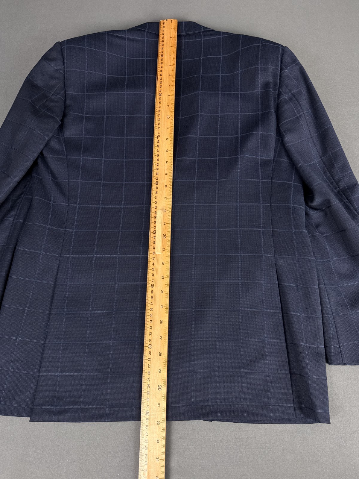 Pal Zileri Made in Italy Navy Windowpane Blazer EU-52R Drop 8 100% Wool Jacket