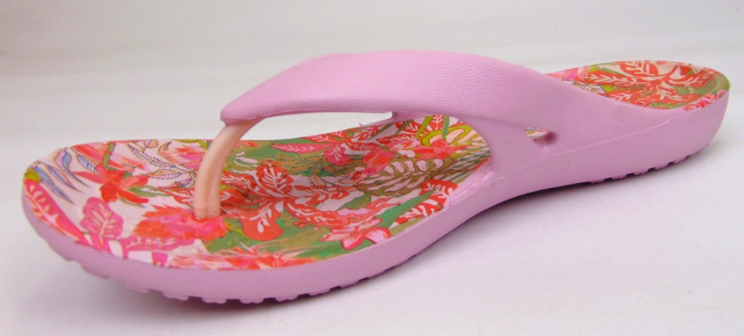 Crocs KADEE II Flip Flops Thong Sandals Women’s Size 4.0 M, Pink Floral Multico