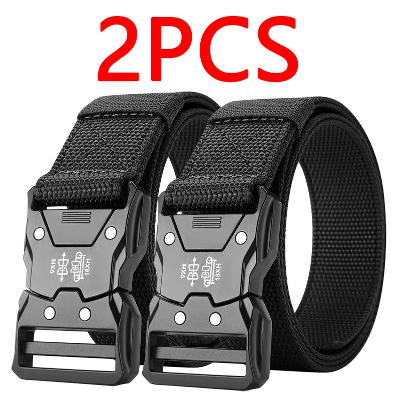2pcs Tactical Waist Belt Automatic Buckle Durable Outdoor Unisex Belt