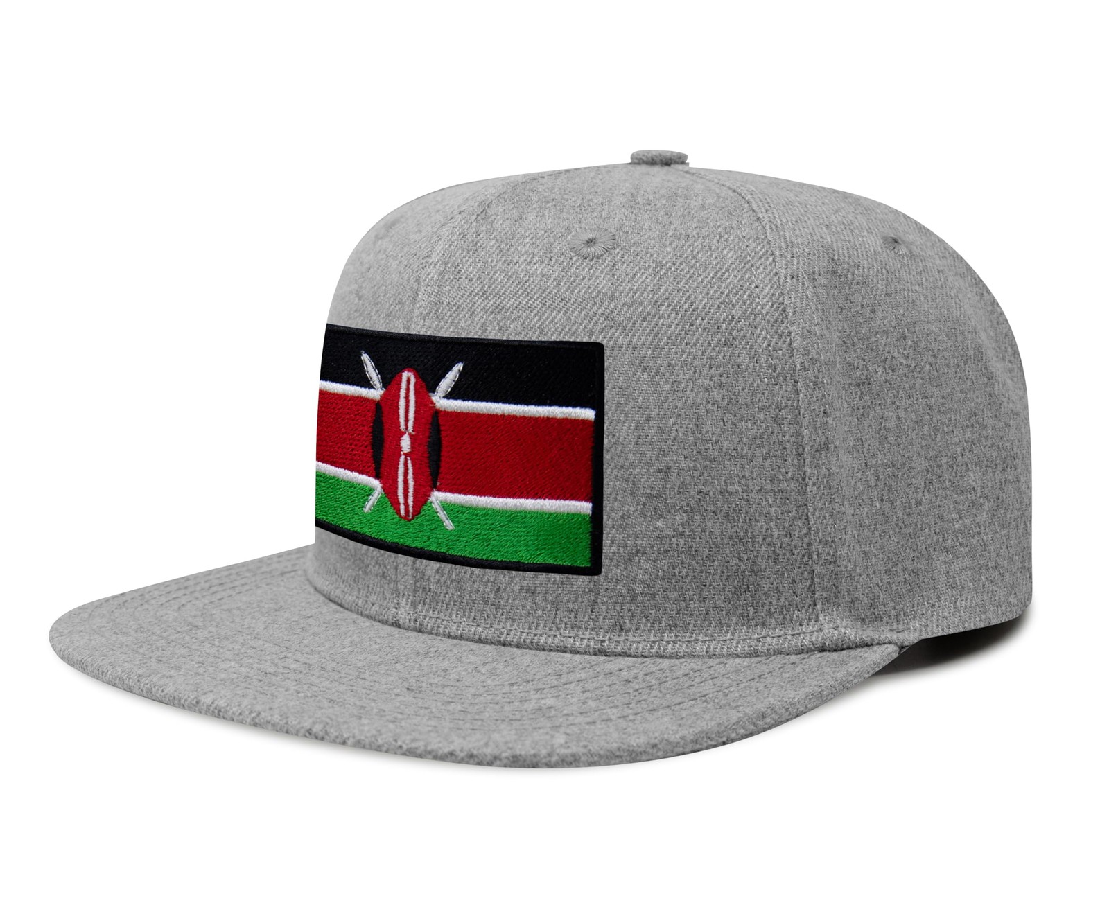 Kenya Flag Hat for Men and Women – Snapback Trucker Baseball Cap (Grey Flatbill)