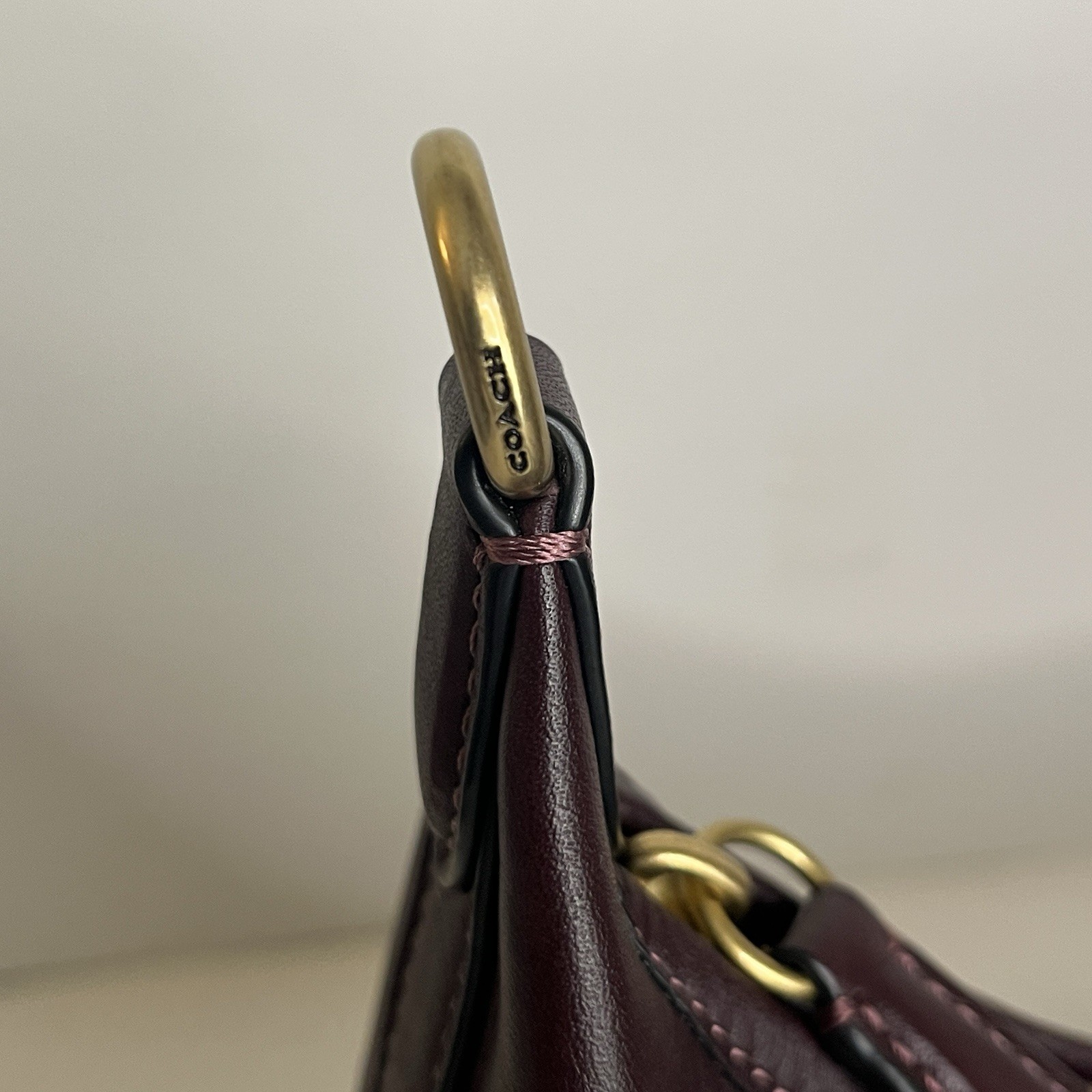 COACH Juliet Shoulder Bag Black Currant Glovetanned Leather Brass Hardware CR981