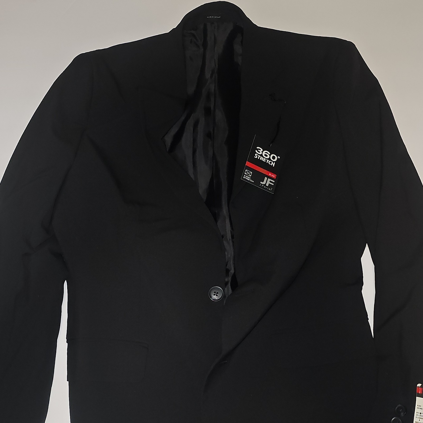 J.Ferrar Men’s 2-Piece 360 Stretch Slim Black Suit 36R Jacket 30W x 30L