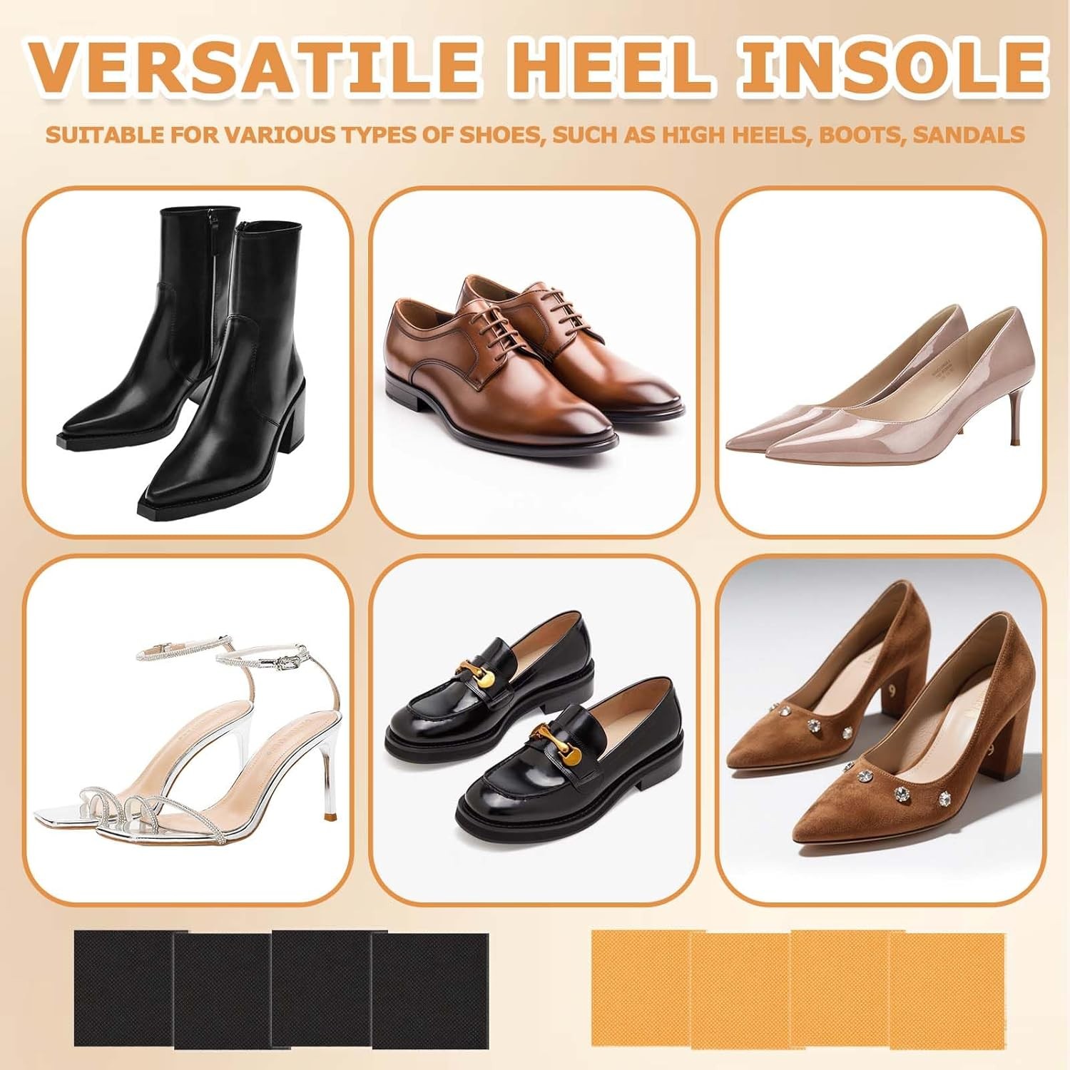 8Pcs High Heel Repair Patches Rubber Sole Protectors Non Slip Heel Caps for Shoe