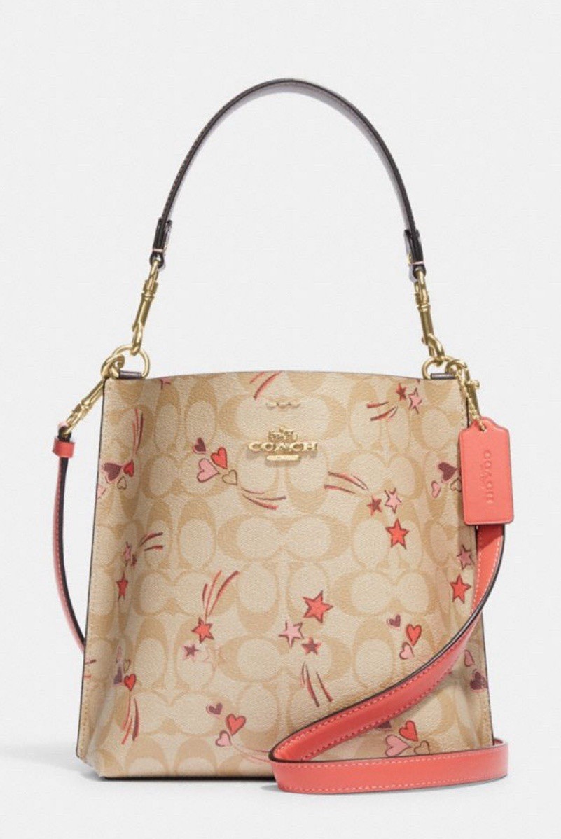NWT 🎁 Coach Mollie Bucket Bag 22 In Signature Canvas With Heart Shooting Star