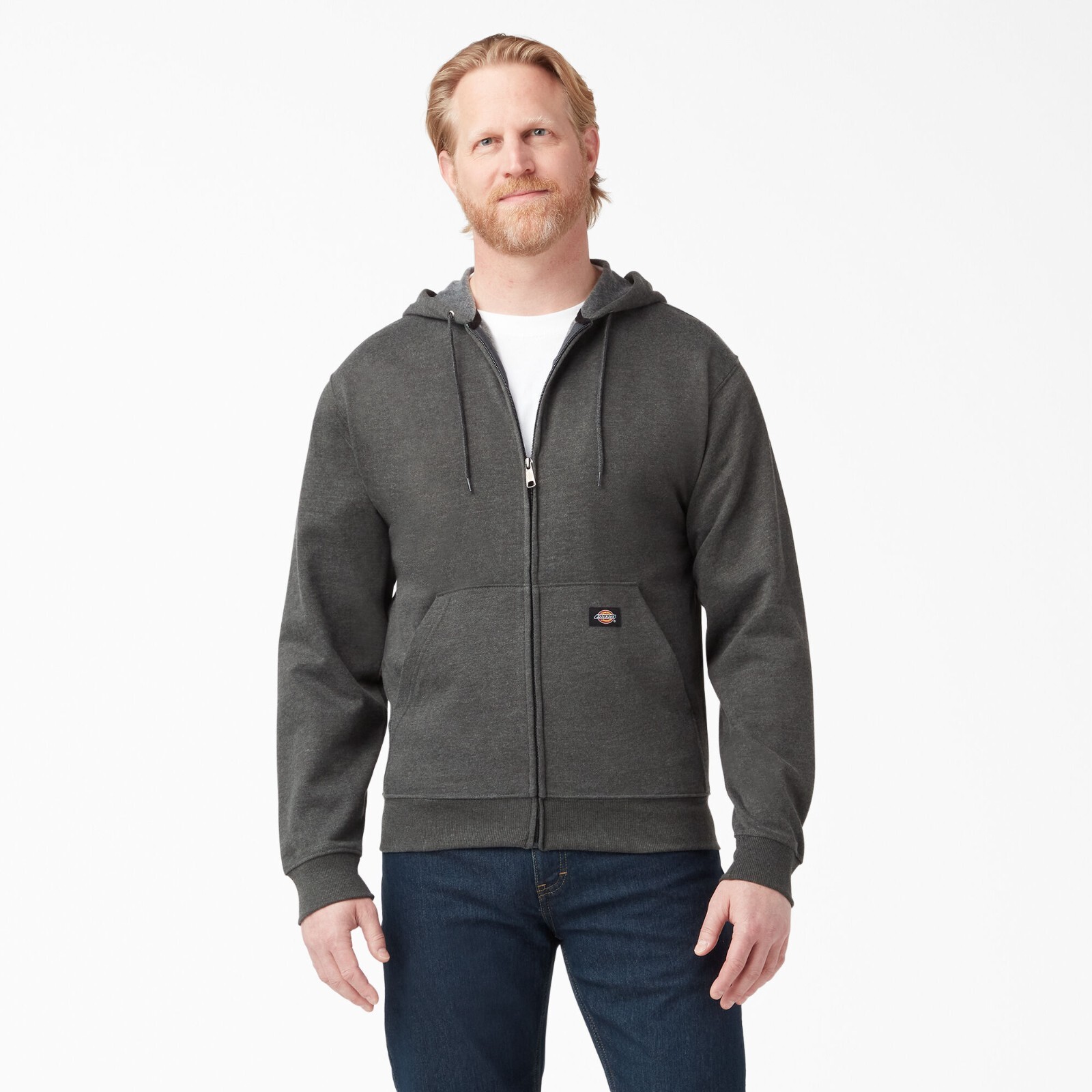 Dickies Midweight Fleece Full Zip Hoodie Sweatshirt Dickies TW291 IYD, NWT, D He