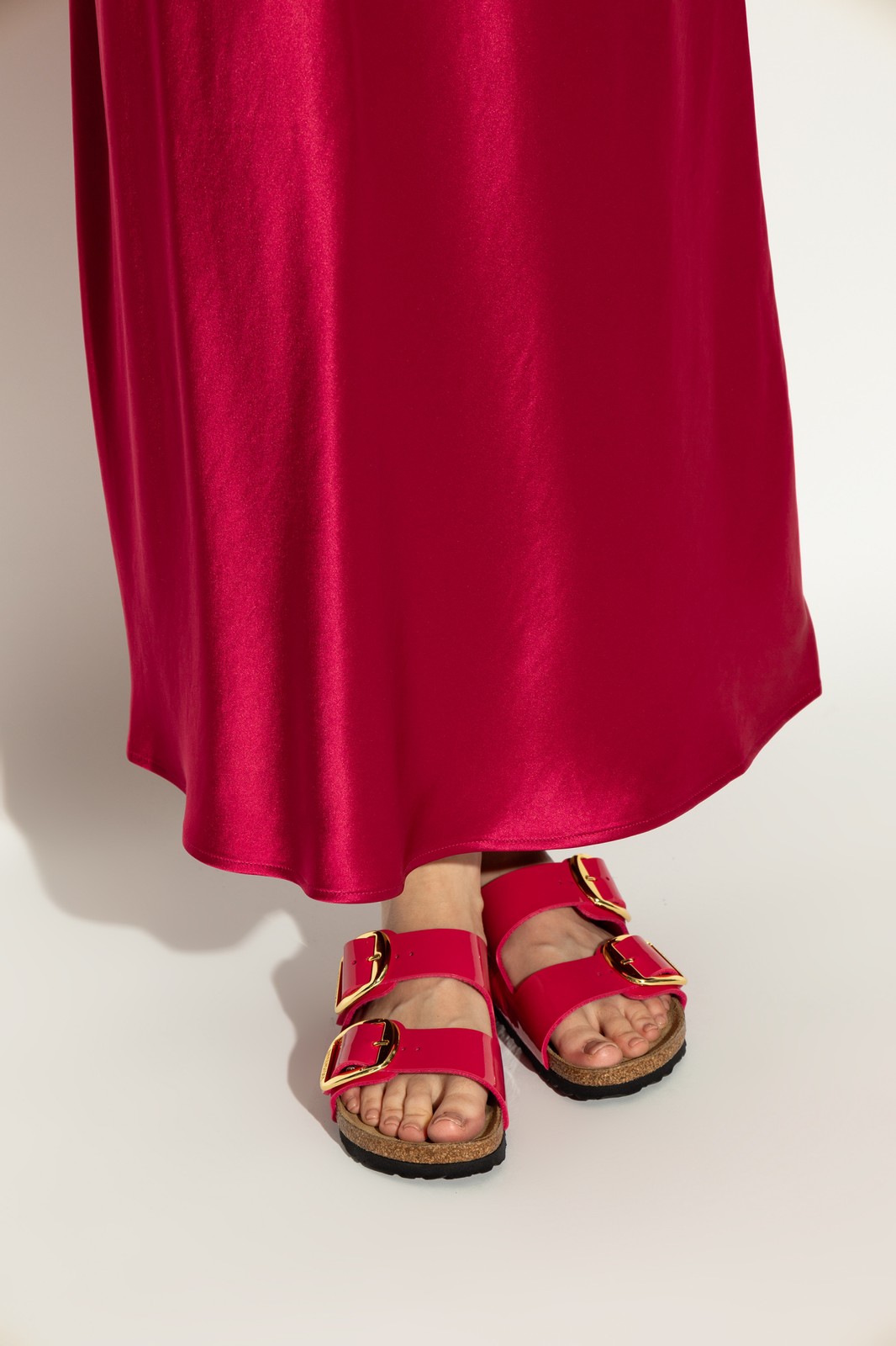 BIRKENSTOCK ARIZONA BIG BUCKLE FUCHSIA FUSION PATENT GLOSSY MEDIUM/NARROW WIDTH