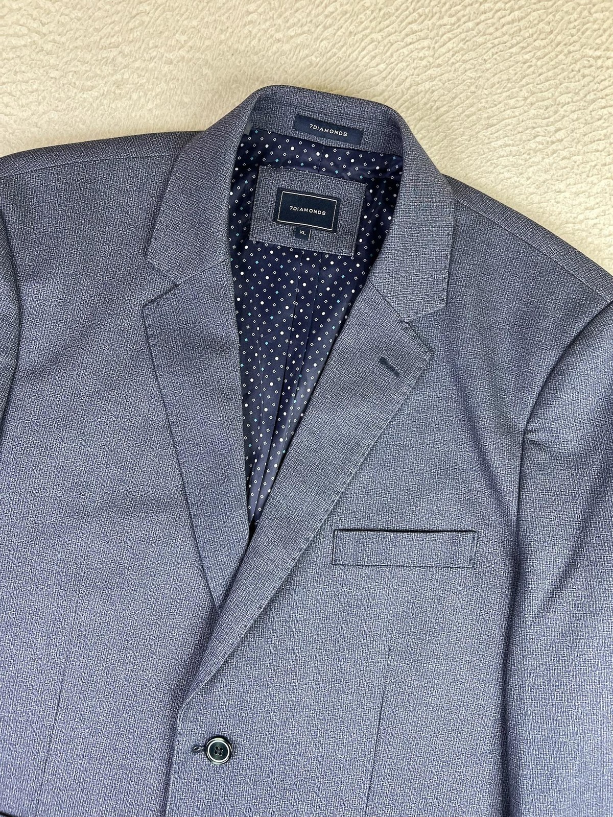 7 Diamonds Blazer Mens XL Blue Jersey Knit Stretch Sport Coat 2 Button Glenn