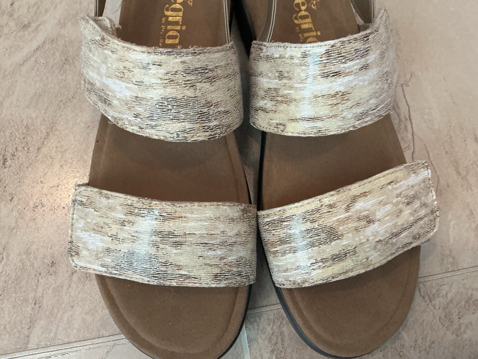 New $120 Alegria Leah Sands Brown Elasatic Back Strap Sandals Women 40 9.5 10