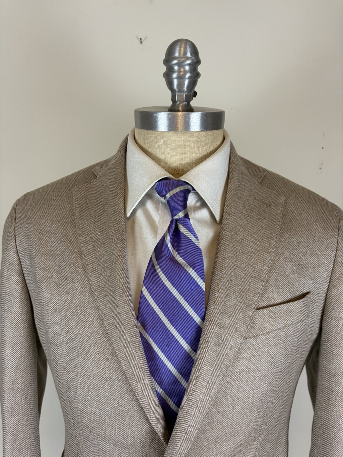 PETER MILLAR CROWN CRAFTED CASHMERE SILK HERRINGBONE PATCH POCKET BLAZER SZ 40R