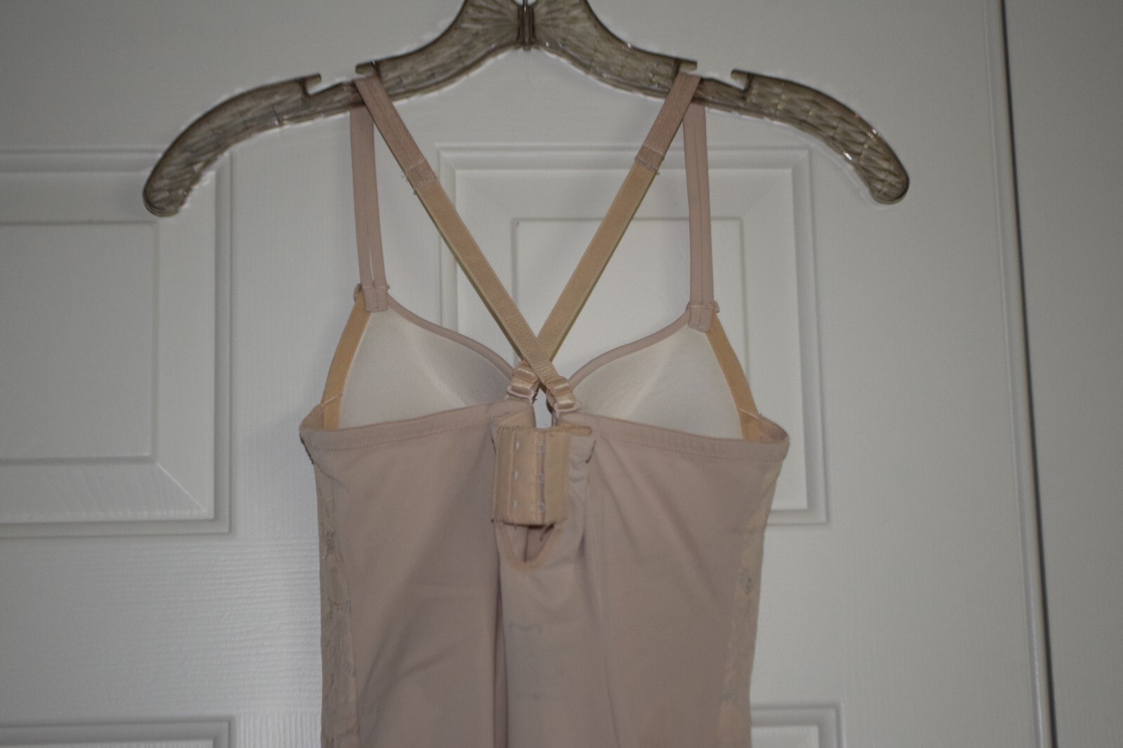Women’s Size 34B Maidenform Nude Corset Dress Lace Trim Adjustable Straps & Back