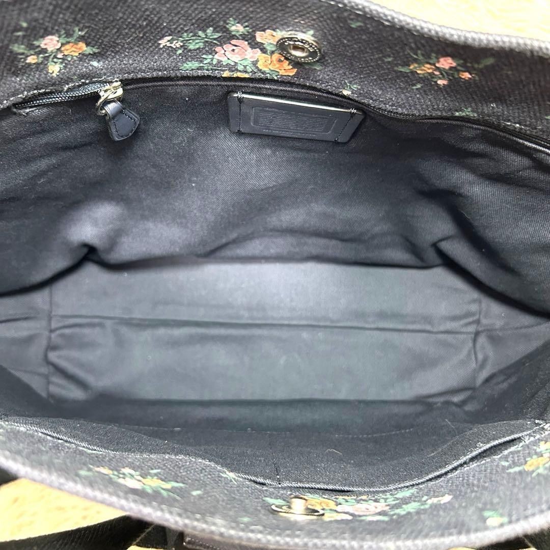 COACH Disney 91116 Tote Bag Navy Canvas with Multi Floral Print Large Capacity