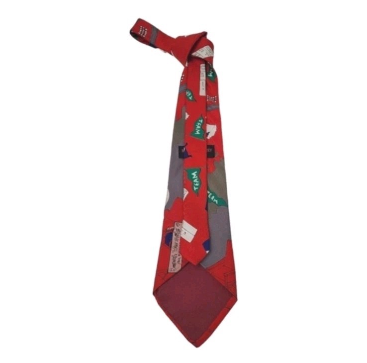 Bench Warmers by Richard Torrey Tie “Day off” Italian Novelty Tie Red Silk