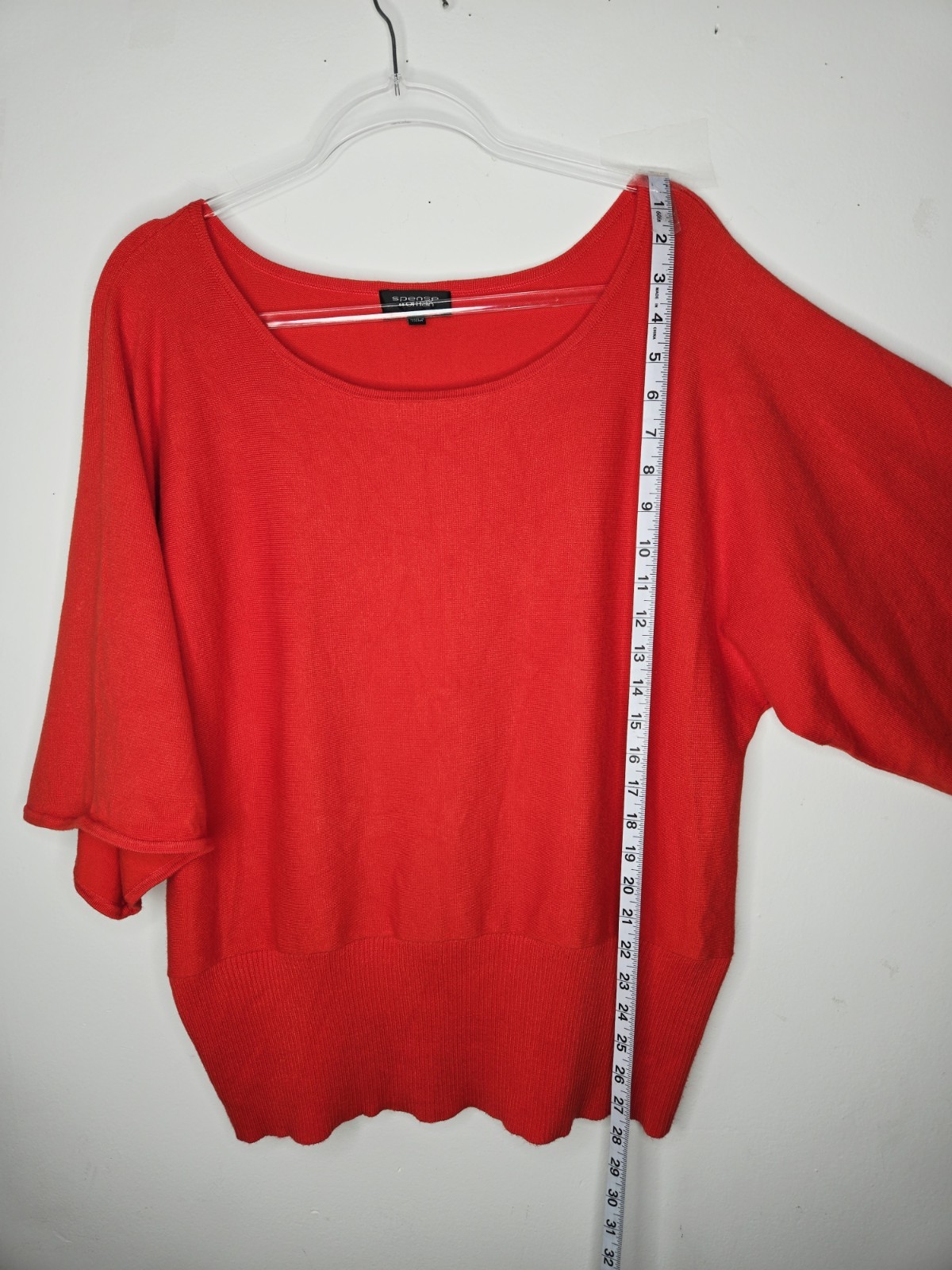 Spense Woman Orange Knit Top Size 1X Dolman Sleeves Ribbed Hem Comfortable