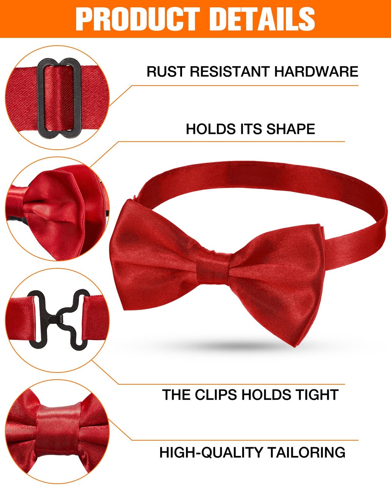 Hercicy 20 Pieces Bow Ties for Men, Formal Satin Solid Tuxedo Adjustable Leng…