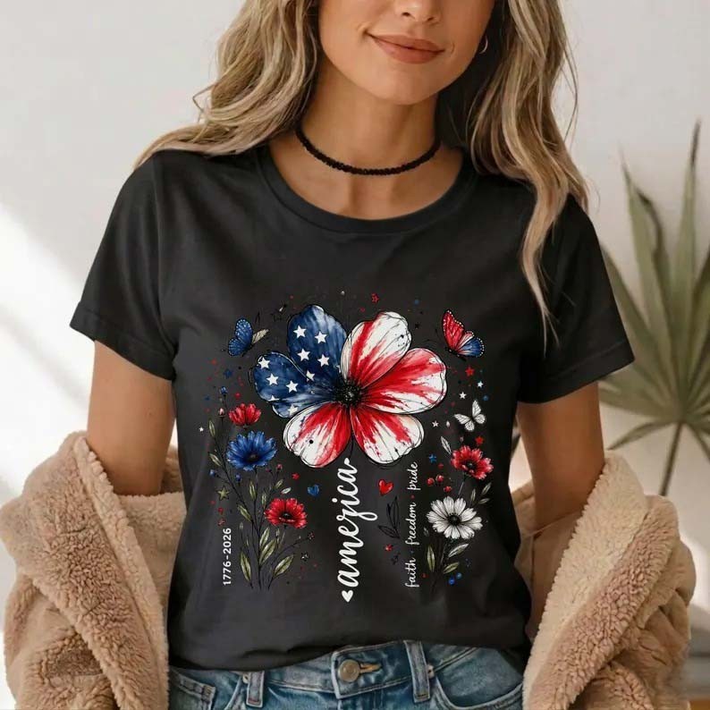 USA 250th Anniversary Shirt America 1776-2026 Graphic T Shirts For Women