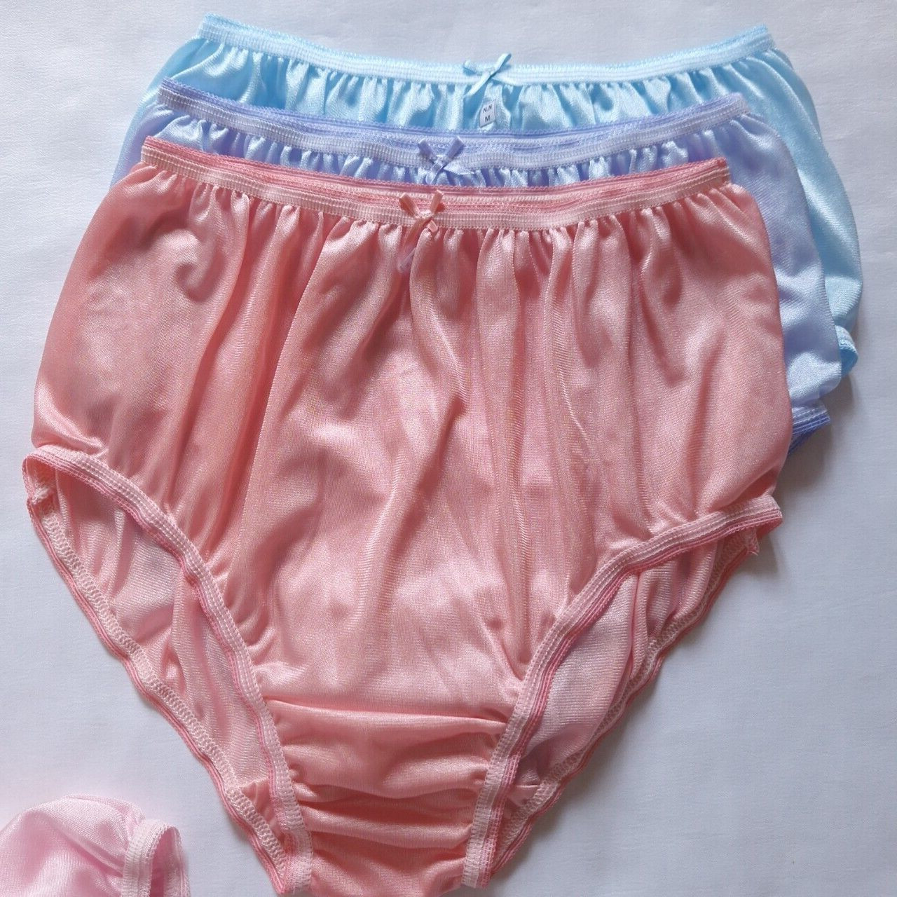 7 Underwear Nylon Silky Soft Silky Panty Light Granny Panties High Waist28″-34″M