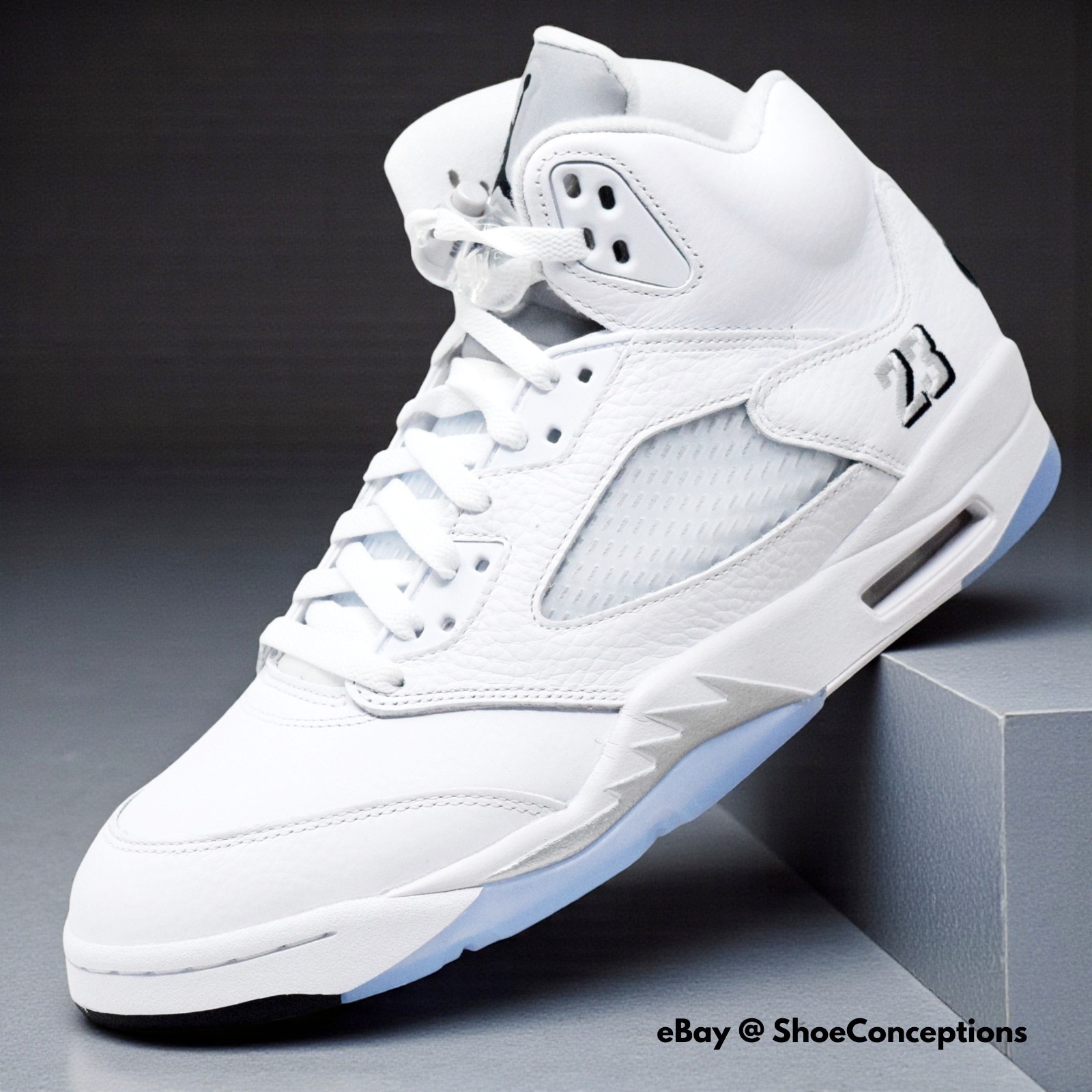 Nike Air Jordan 5 Retro OG White Black Metallic Silver HQ7978-103 Men’s Size NEW