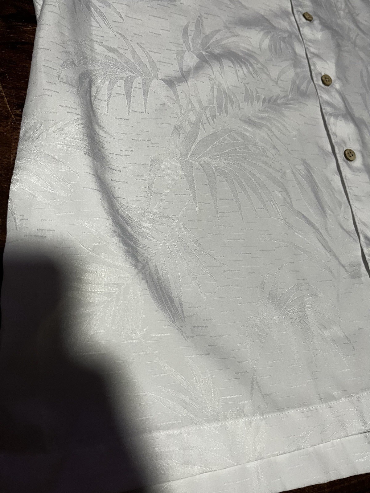 XL Cubavera White/ White Floral Short Sleeve Button Down With Collar