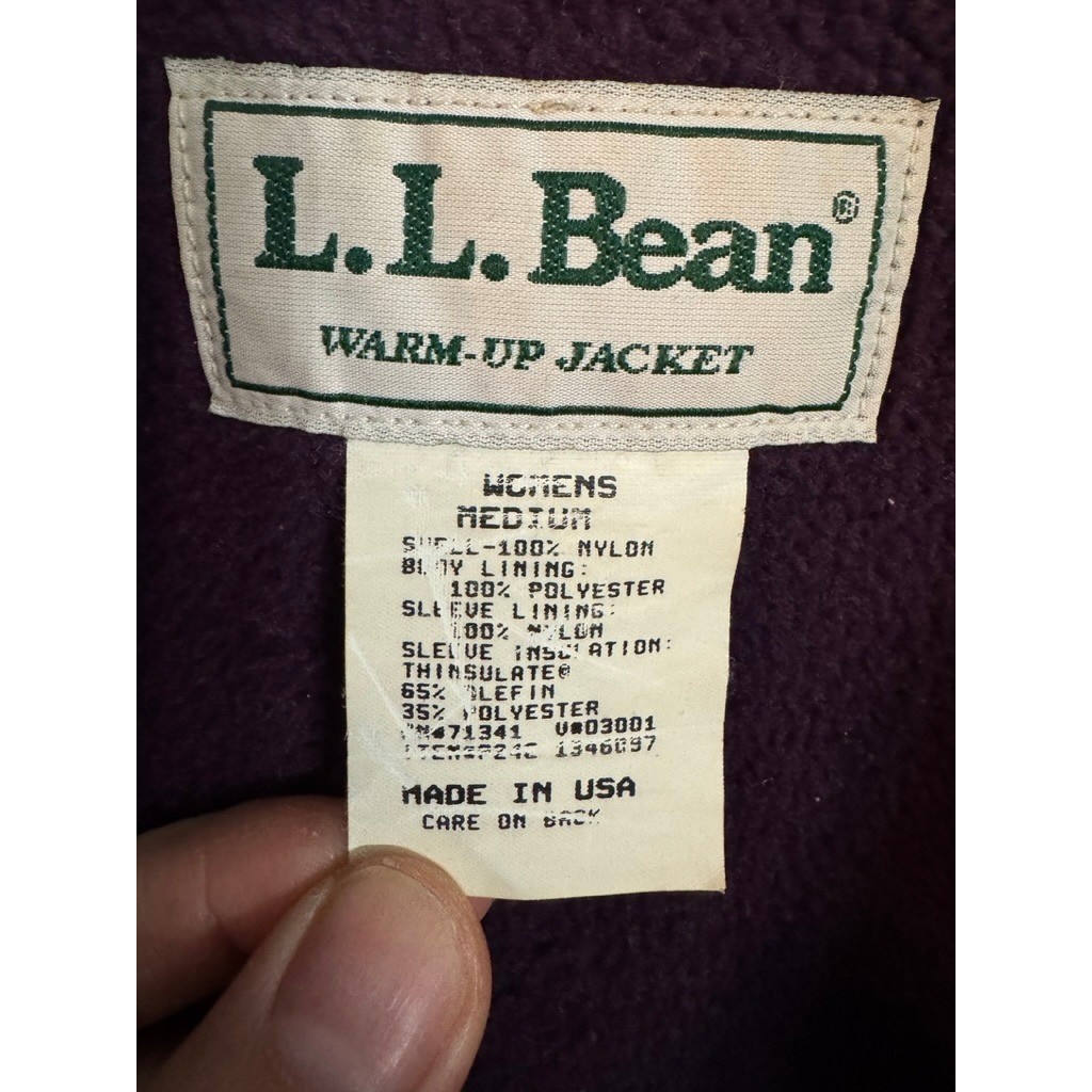 LL Bean Warm-Up Jacket Womens Medium Purple Fleece Lined Thinsulate Vintage USA