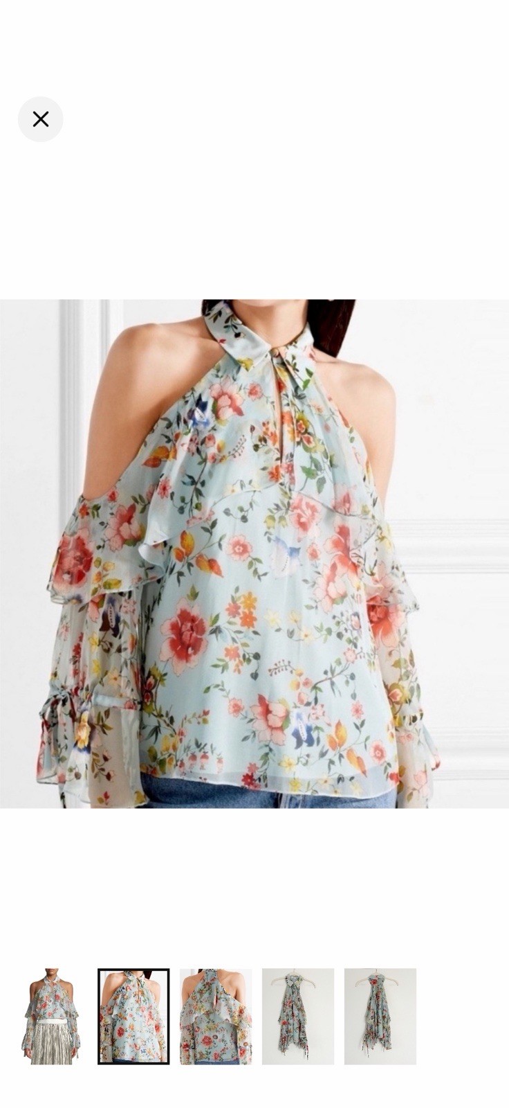 Alice + Olivia Blayne Floral Print Cold-shoulder Silk Top blouse,NWT