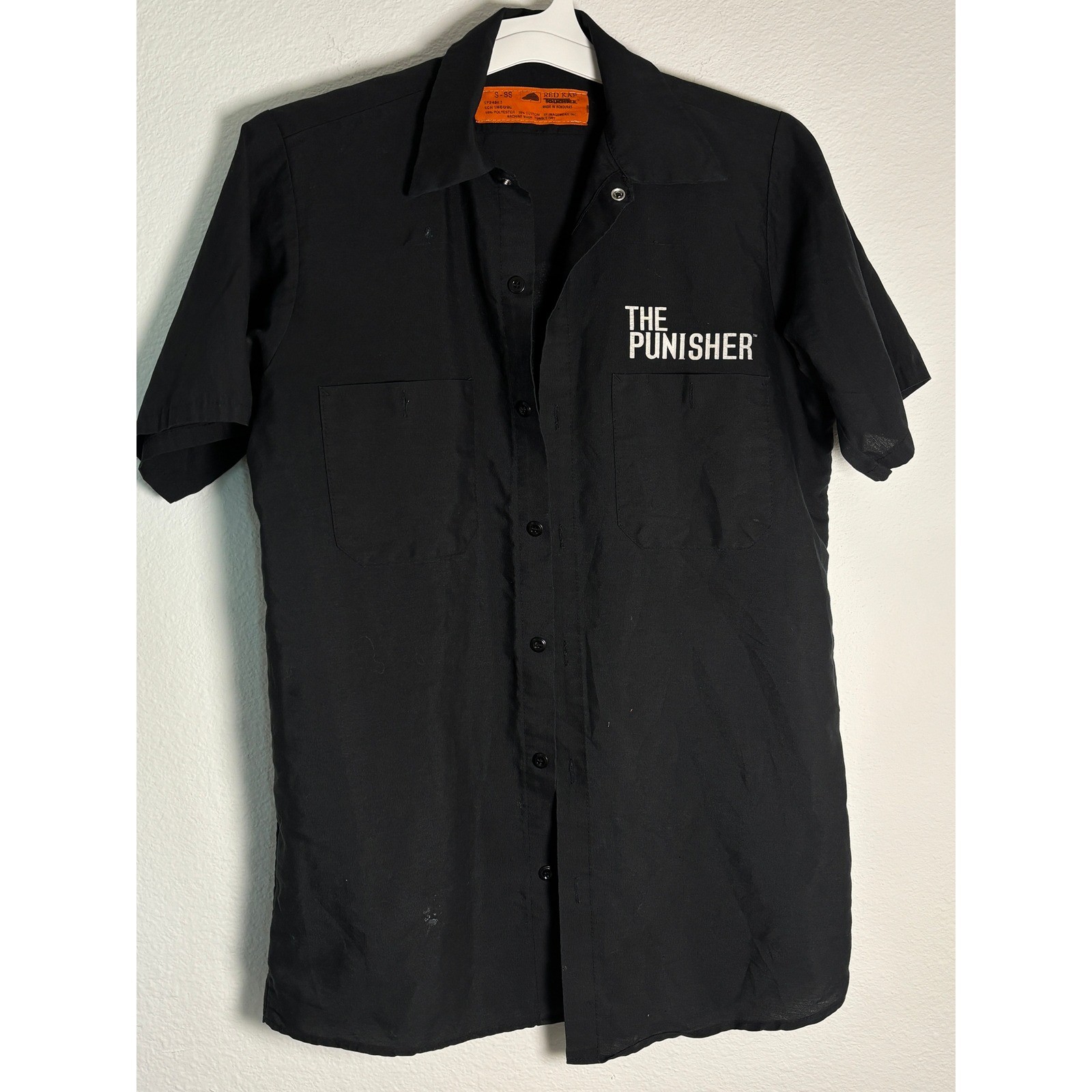 Red Kap Marvel The Punisher Work Shirt Mens Small Black Skull Graphic SP24BK3