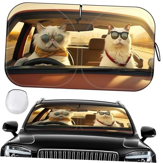 Car Windshield Sun Shade – Foldable Car Sun Shade Windshield for Front Cat