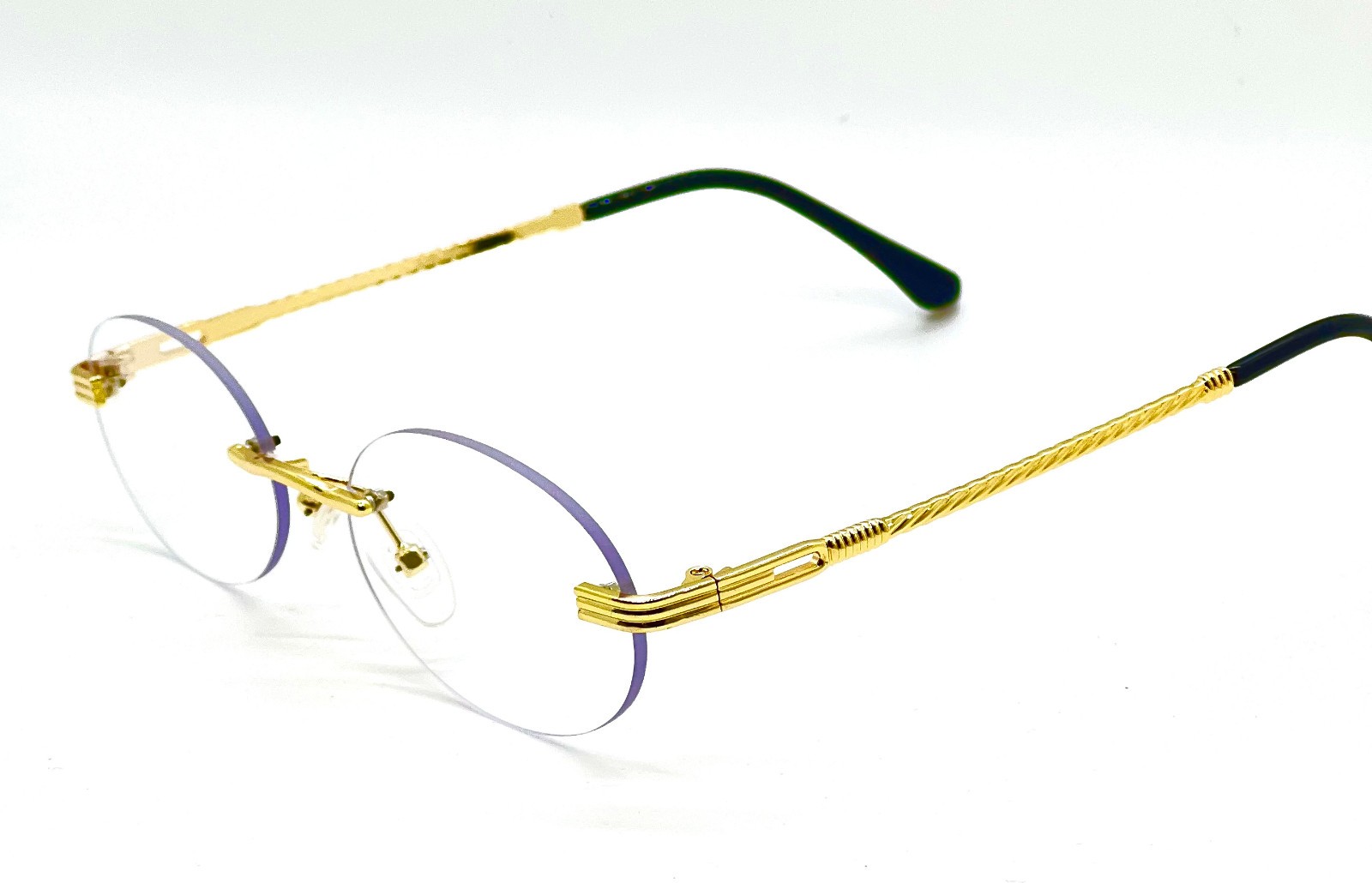Vintage Gold Frame Rimless Luxury Men’s Hip Hop Clear Lens Retro Fashion Glasses