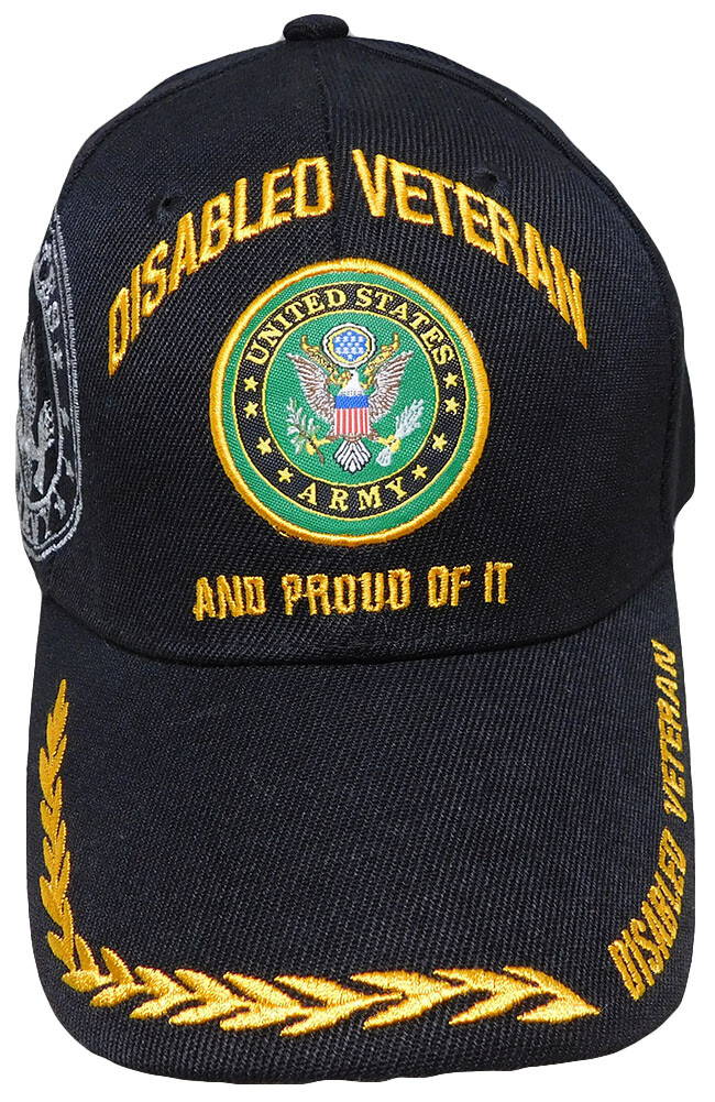 U.S. Army, Disabled Veteran, Emblem on bill, black hat, licensed *