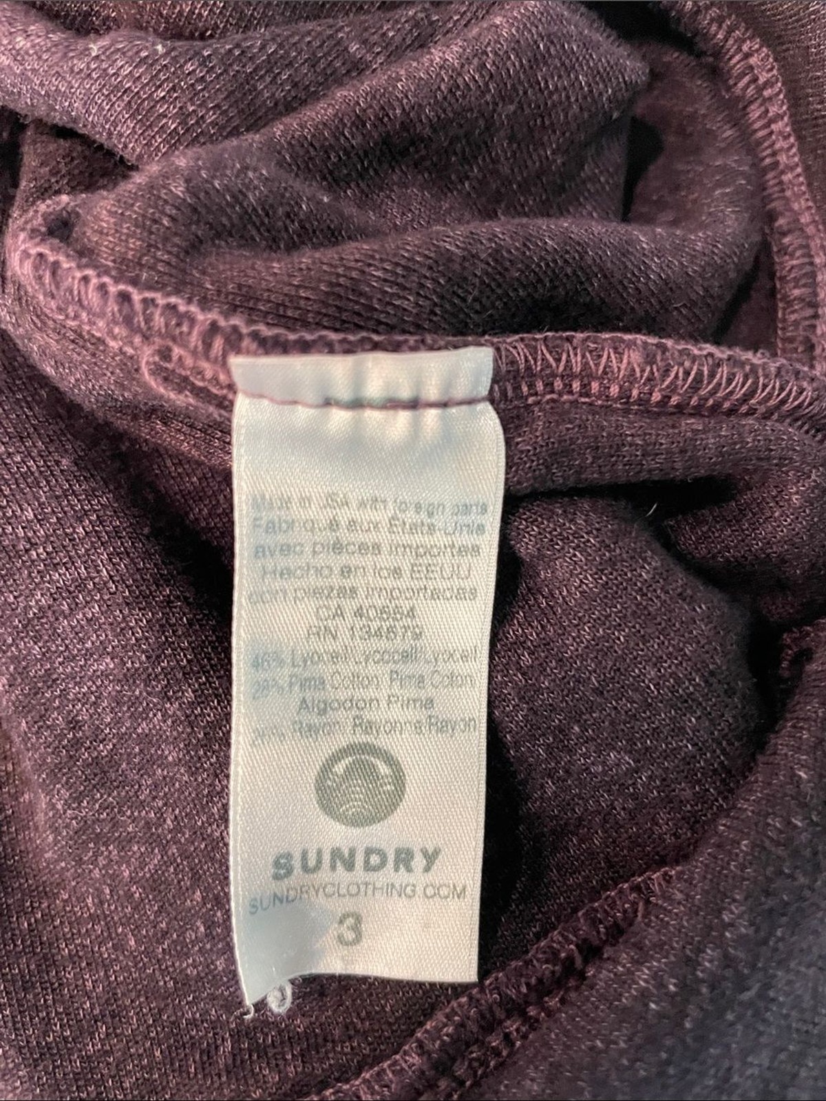 Sundry Zip-Up Hoodie in Heathered Purple Sz 3 Large
