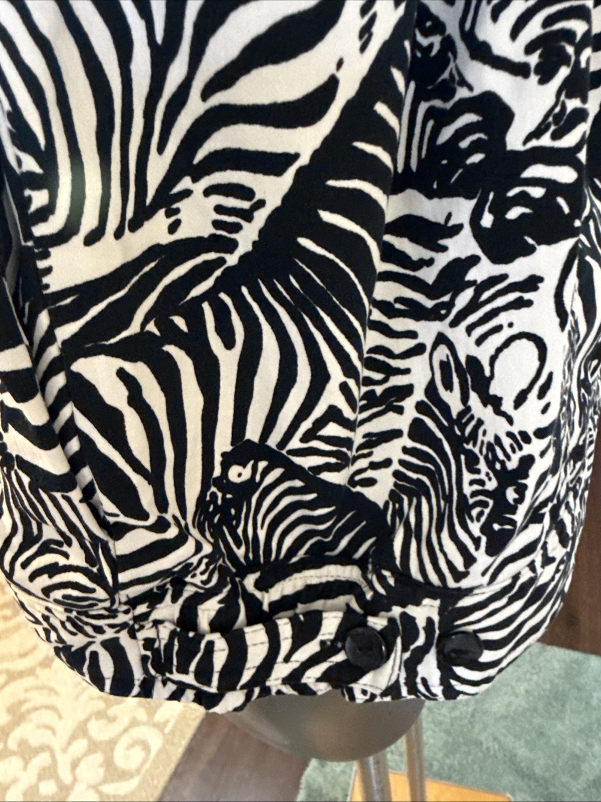 Alfred Dunner Black White Zebra Jacket 14 Blazer Cotton Blend Lightweight Blazer