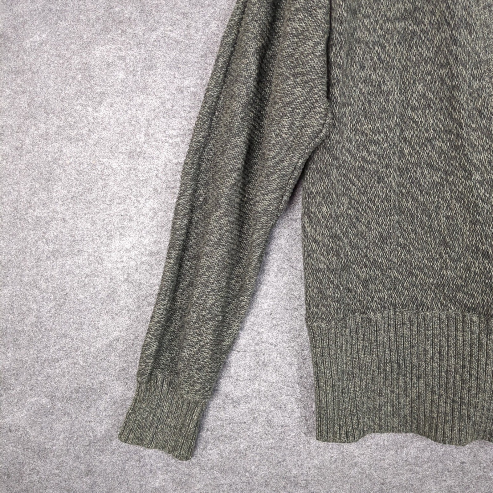 Ralph Lauren Petite Large Olive Green Marl Cotton Surplice Cardigan Sweater
