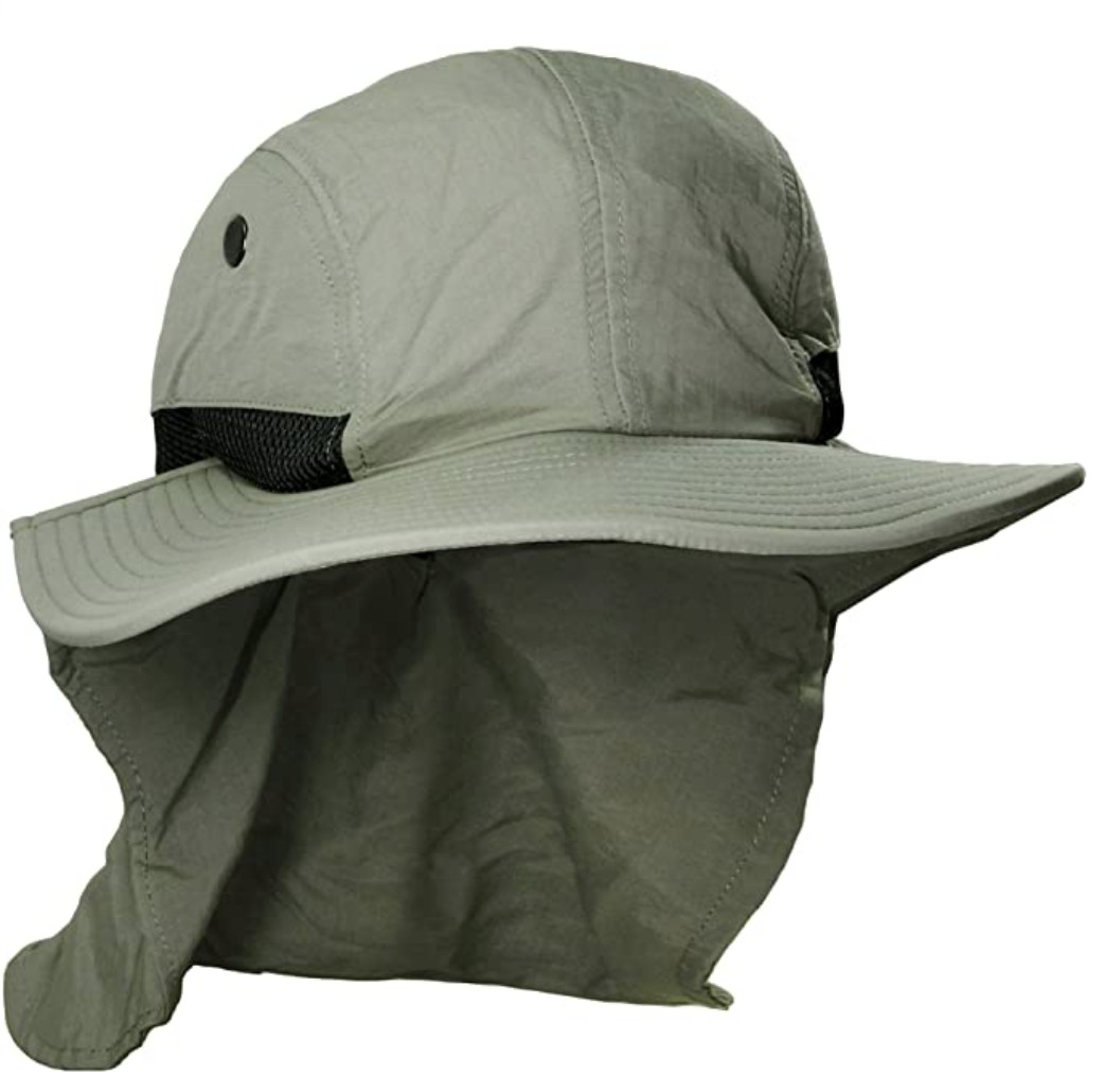Khaki Fisherman Safari Sun Visor Neck Flap Packable Hiking Summer Unisex Hat