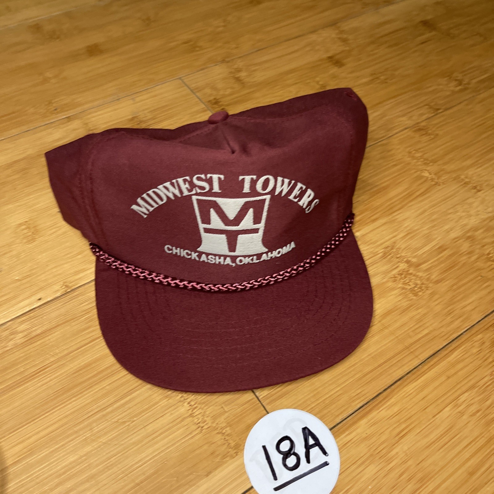 Vintage Midwest Towers MT Chickasha, OK Burgundy Maroon Zipper Trucker Hat CLEAN