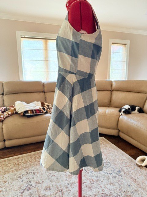 Mata Traders Blue White Buffalo Check Dress Cotton A-Line Swing Sz S Americana