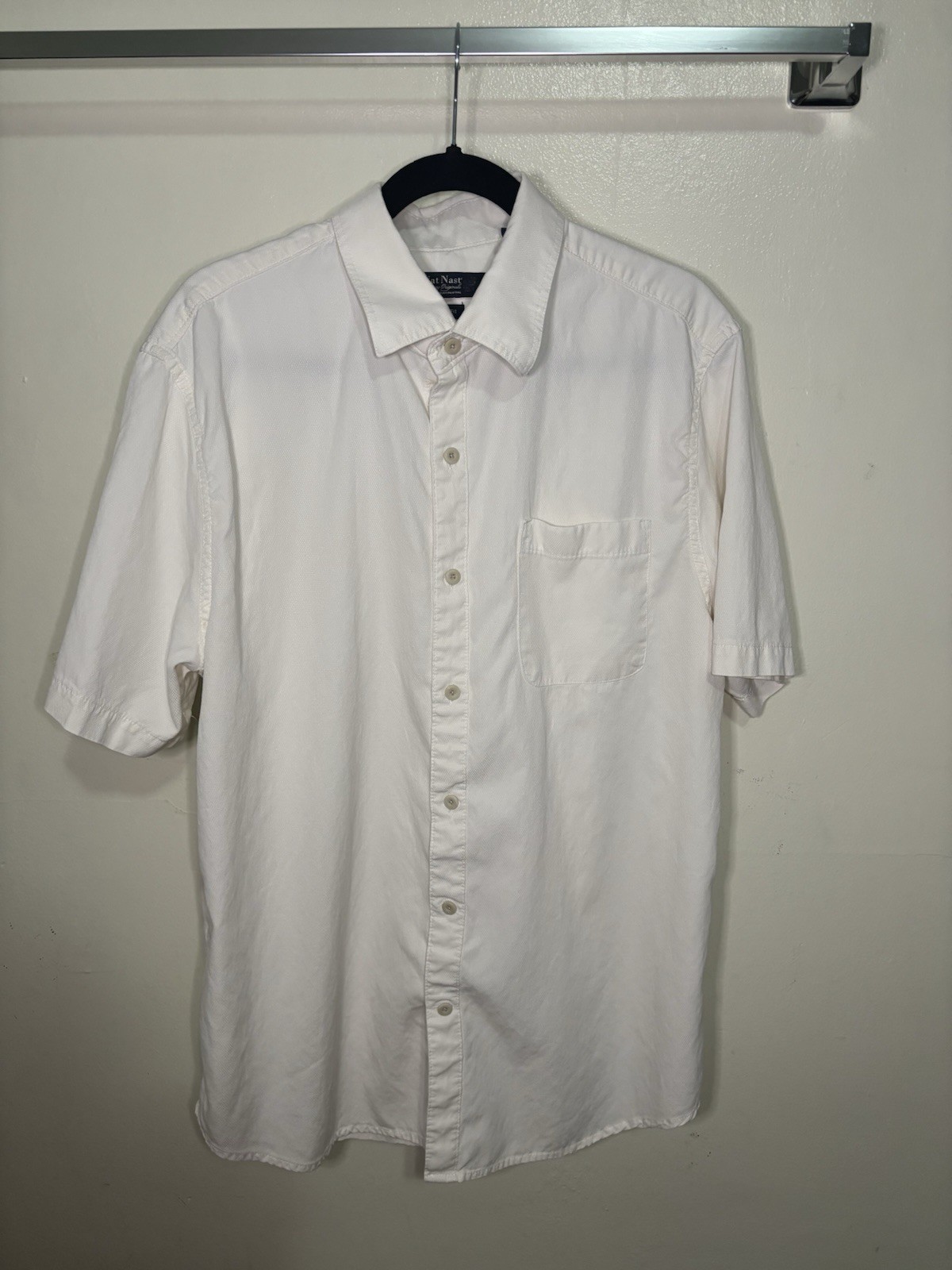 Nat Nast Luxury Originals Silk Cotton Button Up Shirt White Mens L American Fit