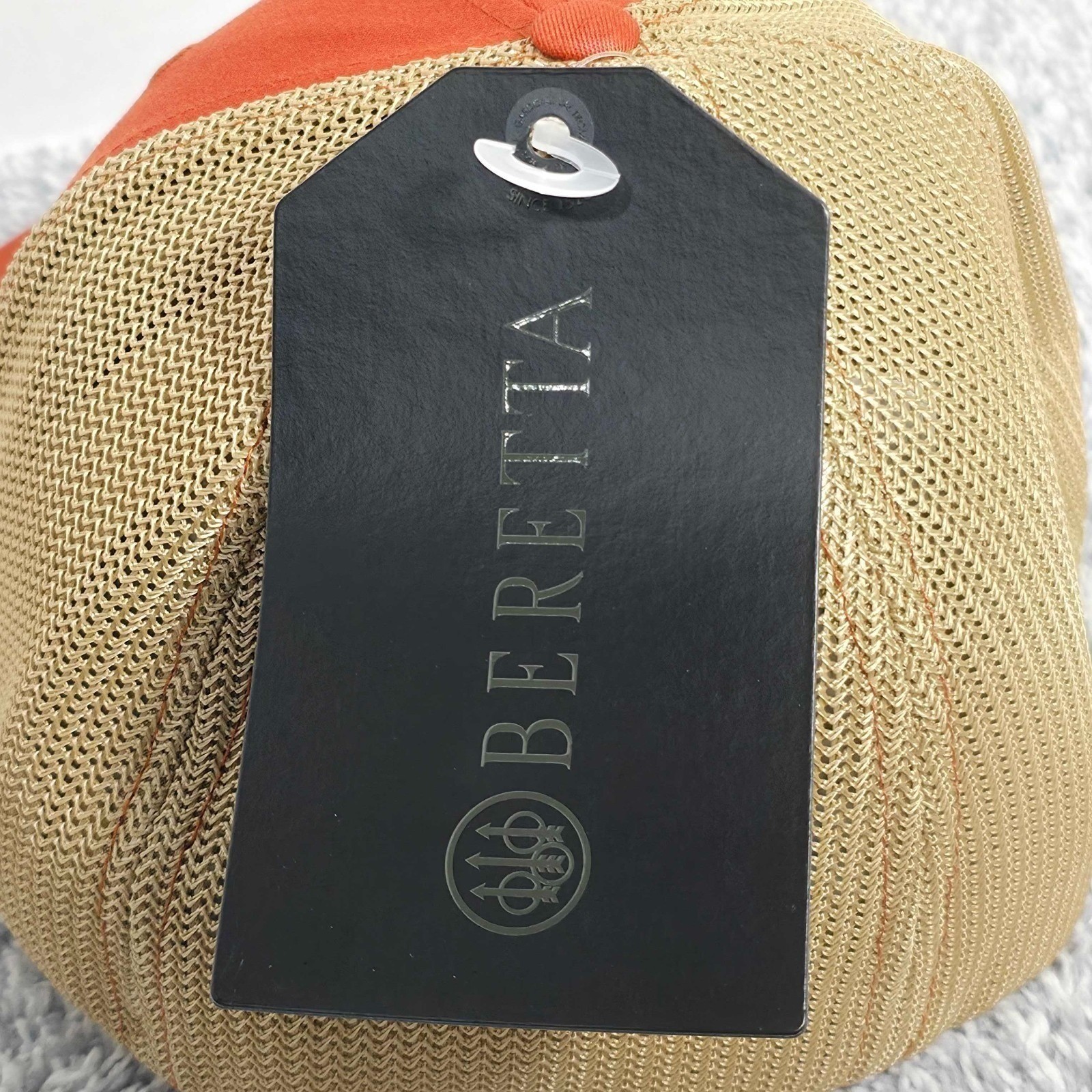 Beretta TKAD FlexFit Meshback Trucker Cap Hat Size L/XL Orange Khaki NWT