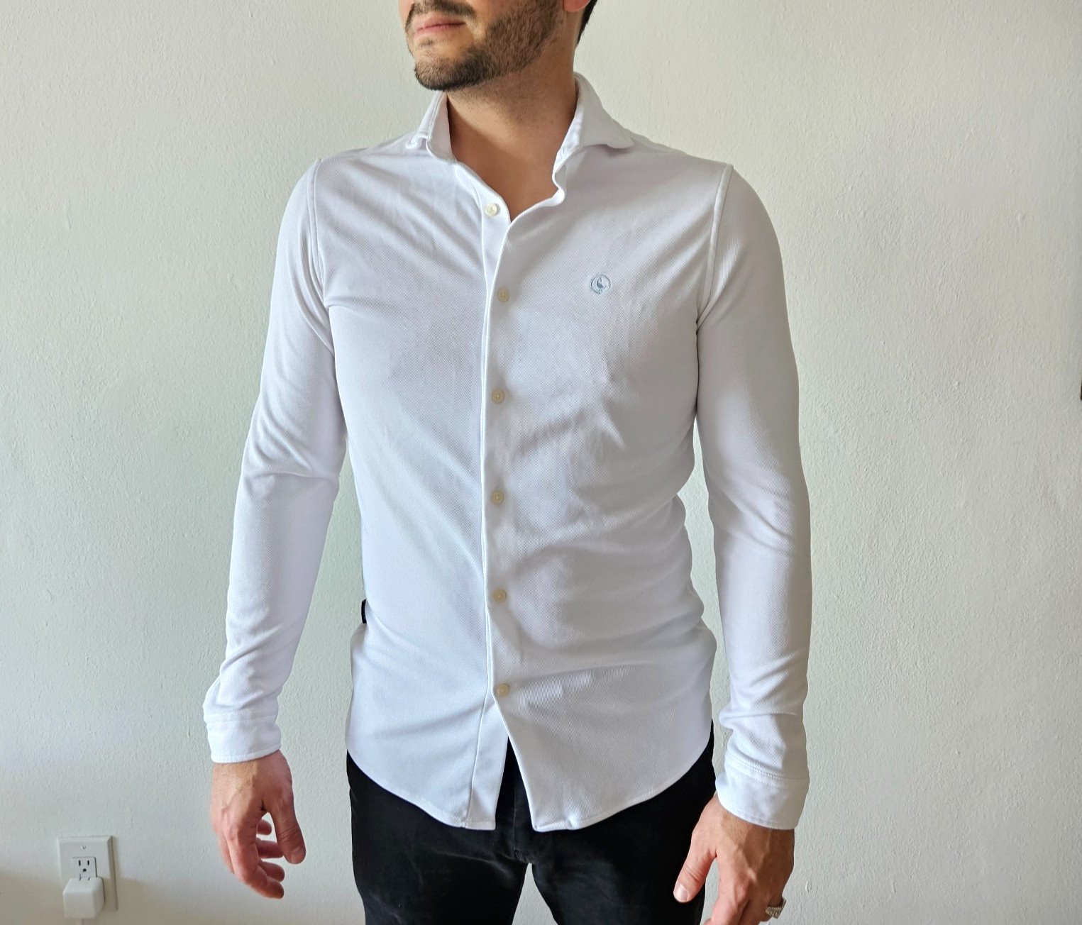 El Ganso x Sepiia Tech Shirt White Slim Fit Performance Water Repellent Size M