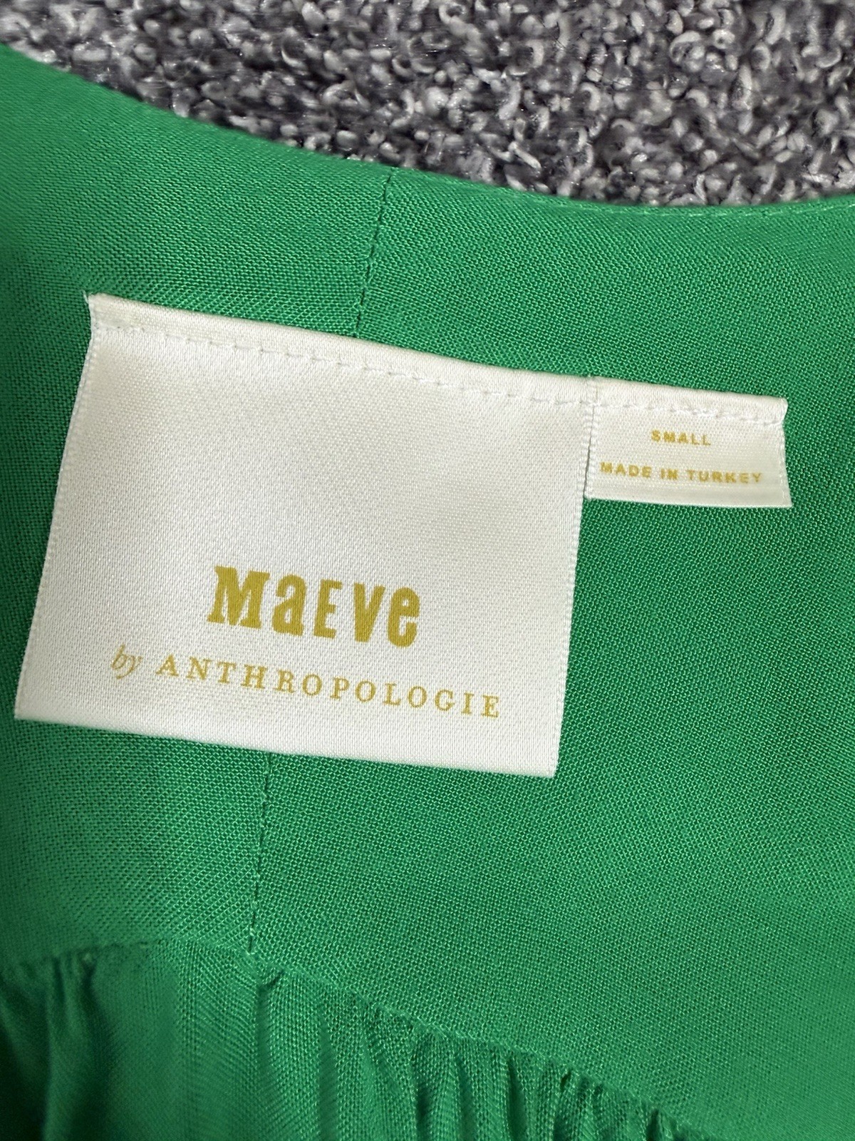 Anthropologie Maeve Ceresco Peasant Balloon Sleeve Top green size small