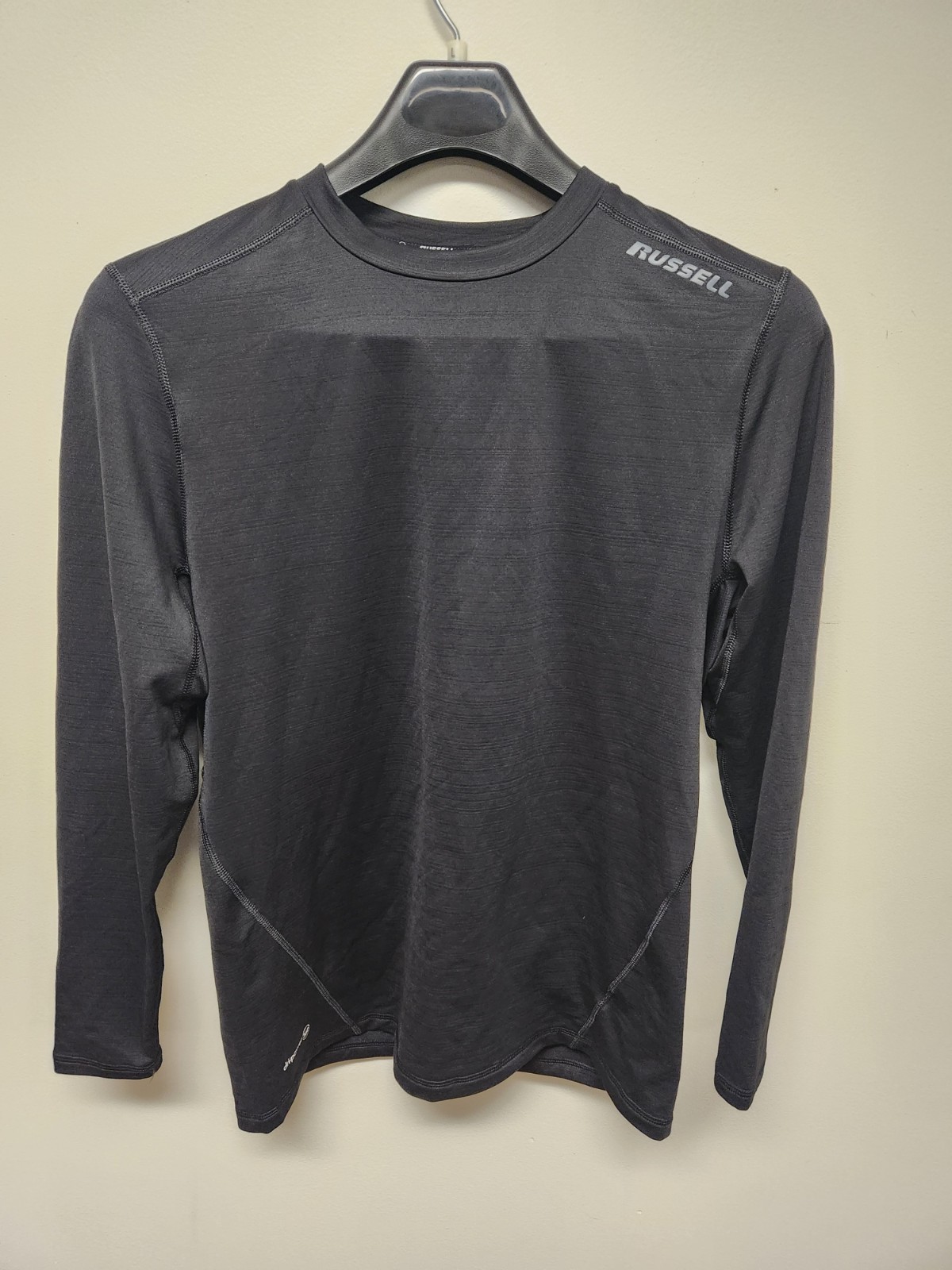 Men Dri-Power 360 Large Long Sleeve Black Shirt Russell Built-In Odor Protection