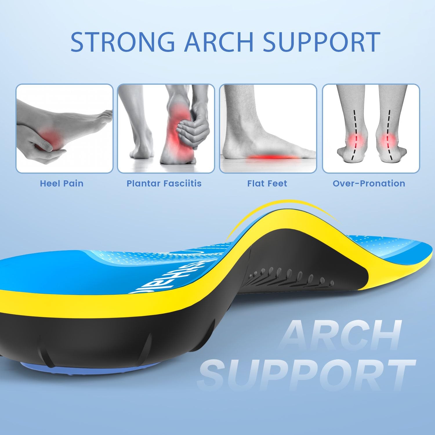 Heavy Duty Plantar Fasciitis Insoles – 220+ lbs High Arch Support Orthotic In…